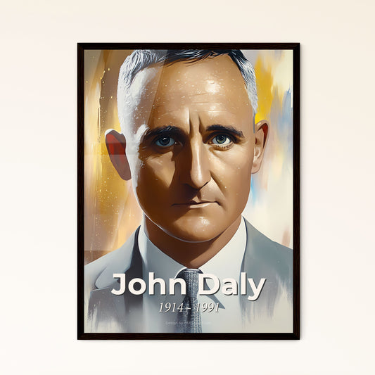 Portrait of John Daly, 1914 - 1991. Impressionistic painting of a man in a suit and tie.