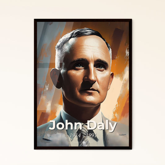 Portrait of John Daly, 1914 - 1991. Impressionistic painting of a man in a suit.