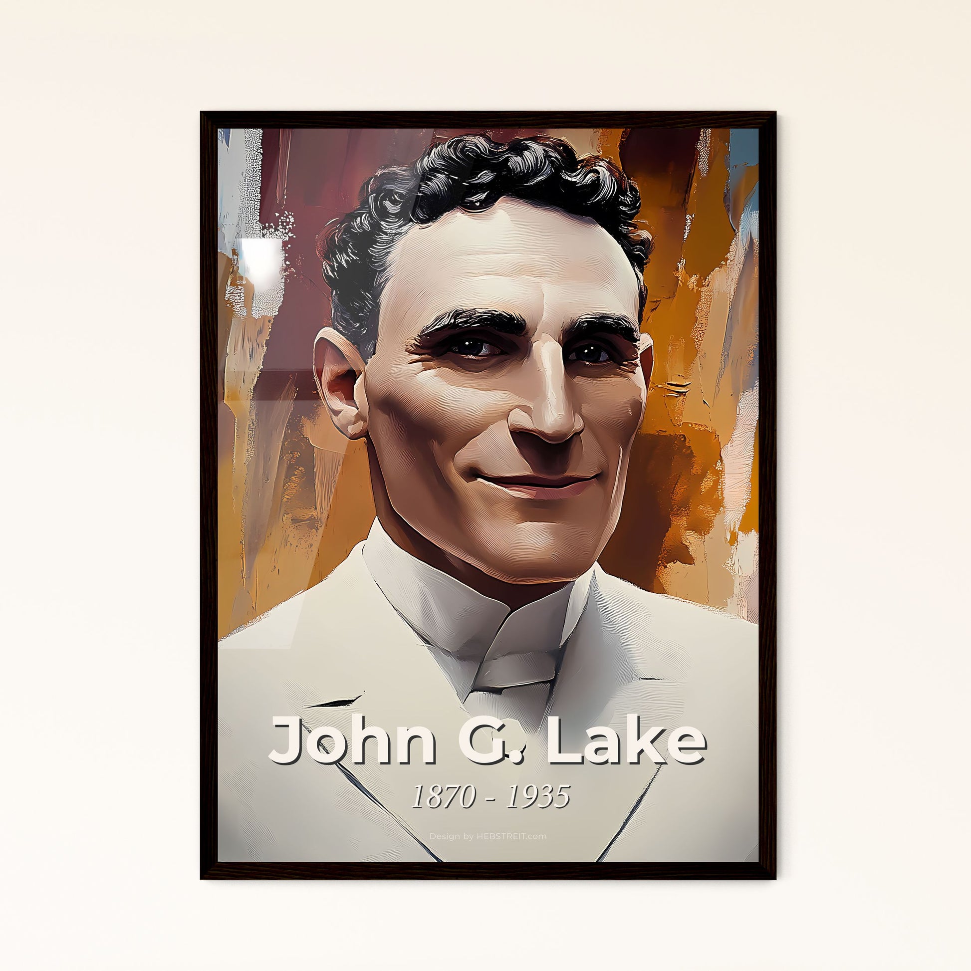 Portrait of John G. Lake, 1870 - 1935. Impressionistic painting of a man in a white shirt.