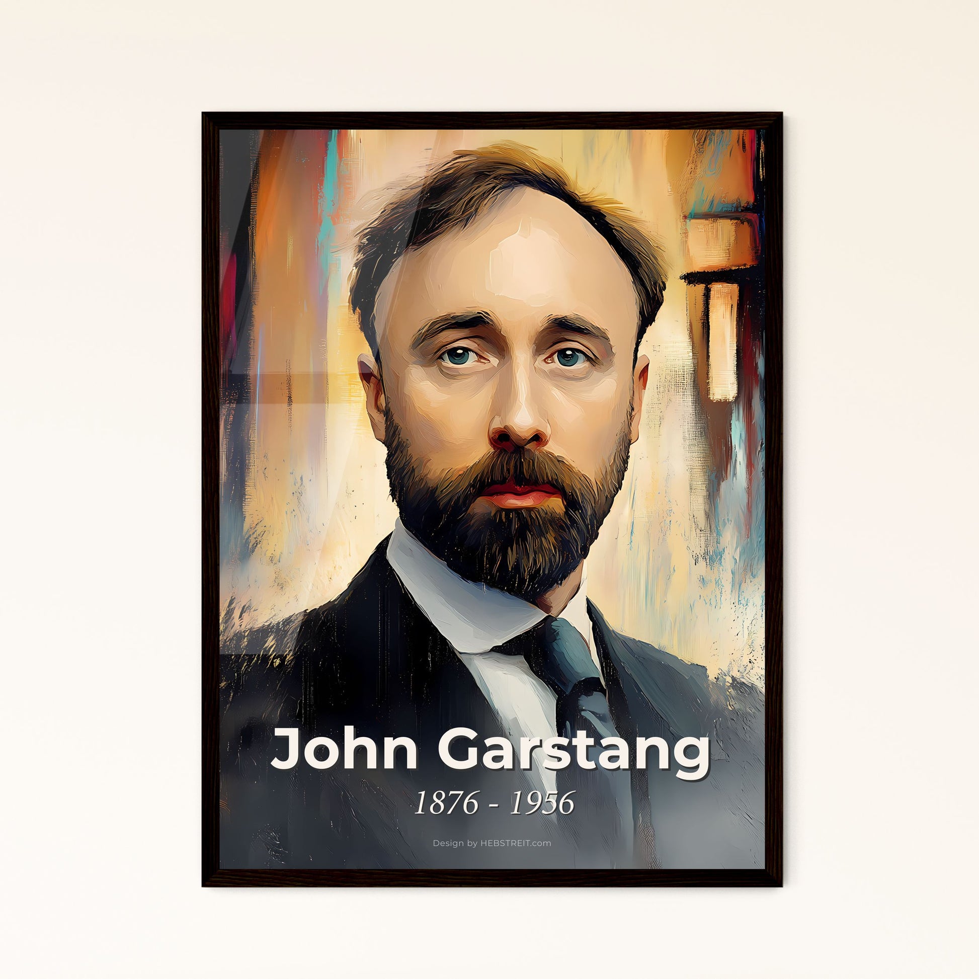 Portrait of John Garstang, 1876 - 1956. Impressionistic painting of a man in a suit and tie.