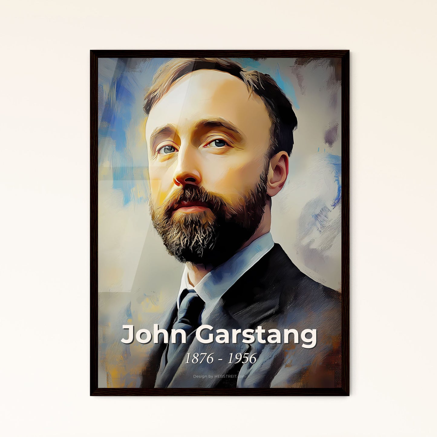 Portrait of John Garstang, 1876 - 1956. Impressionistic painting of a man with a beard.