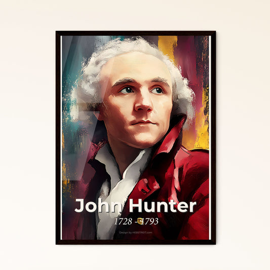 Portrait of John Hunter, 1728 - 1793. Impressionistic painting of a man looking up to the side.