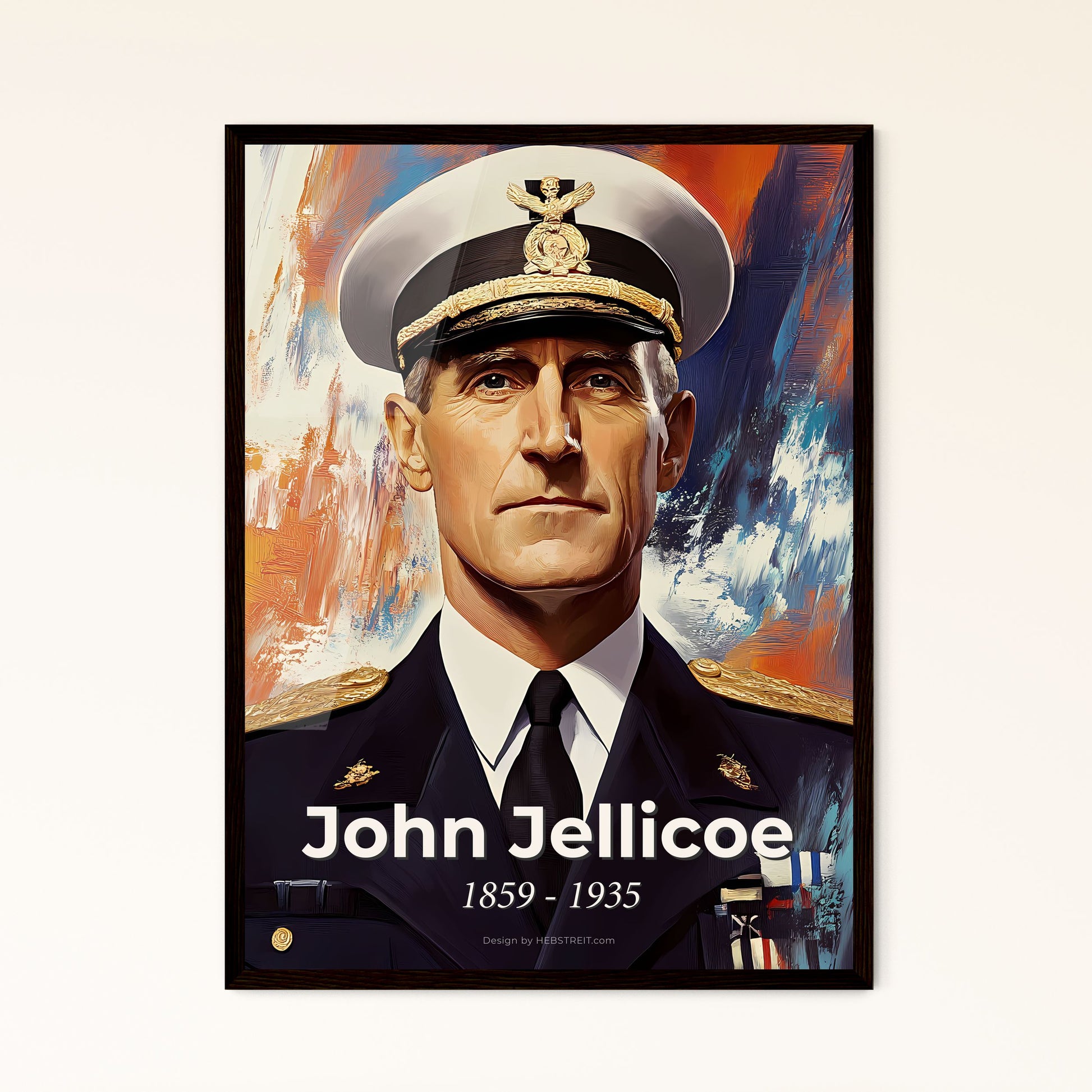 Portrait of John Jellicoe, 1859 - 1935. Impressionistic painting of a man in a uniform.