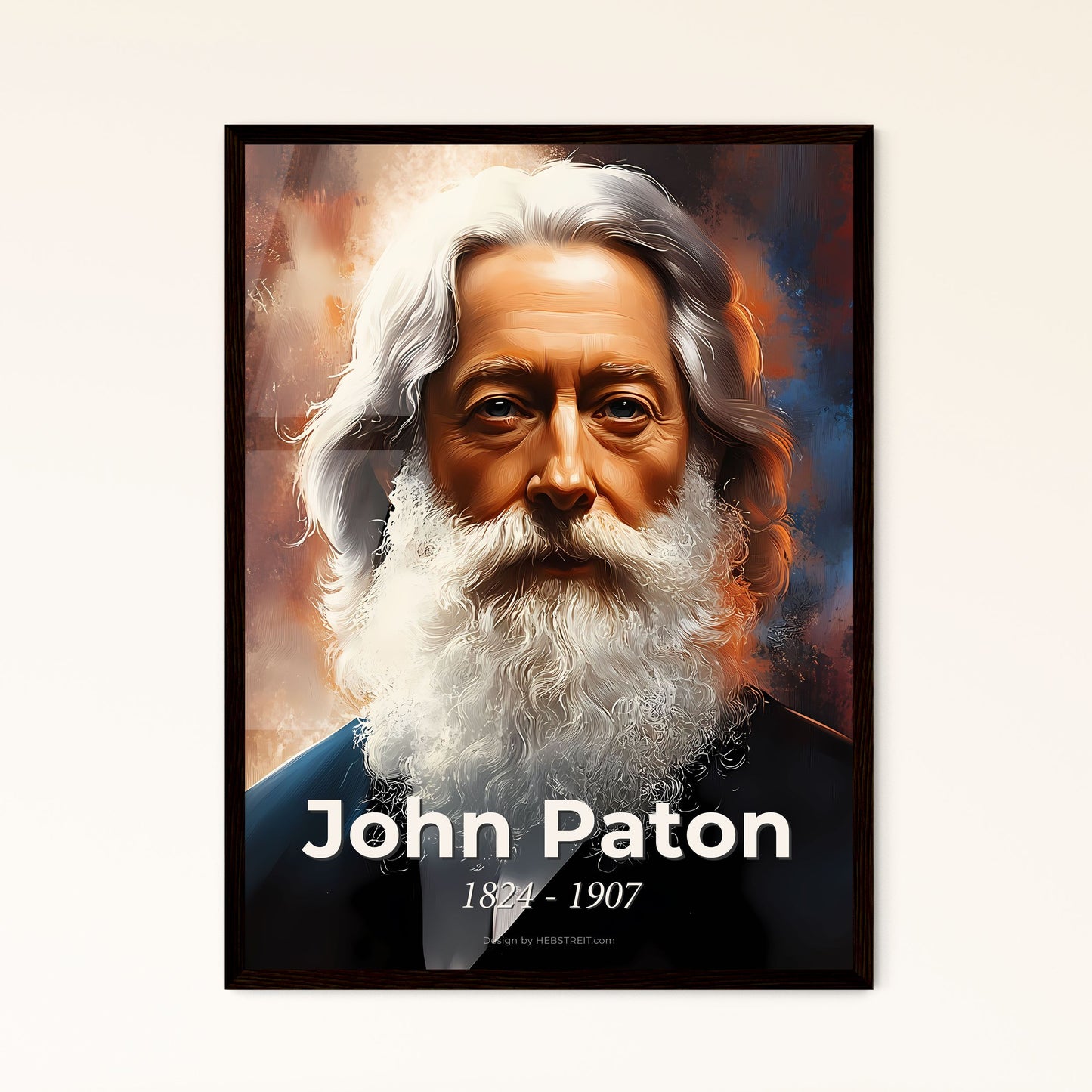 Portrait of John Paton, 1824 - 1907. Impressionistic painting of a man with a white beard.