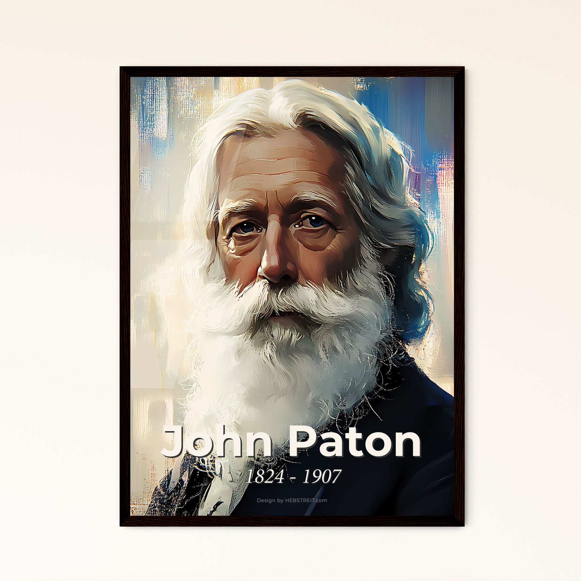 Portrait of John Paton, 1824 - 1907. Impressionistic painting of a man with a white beard.