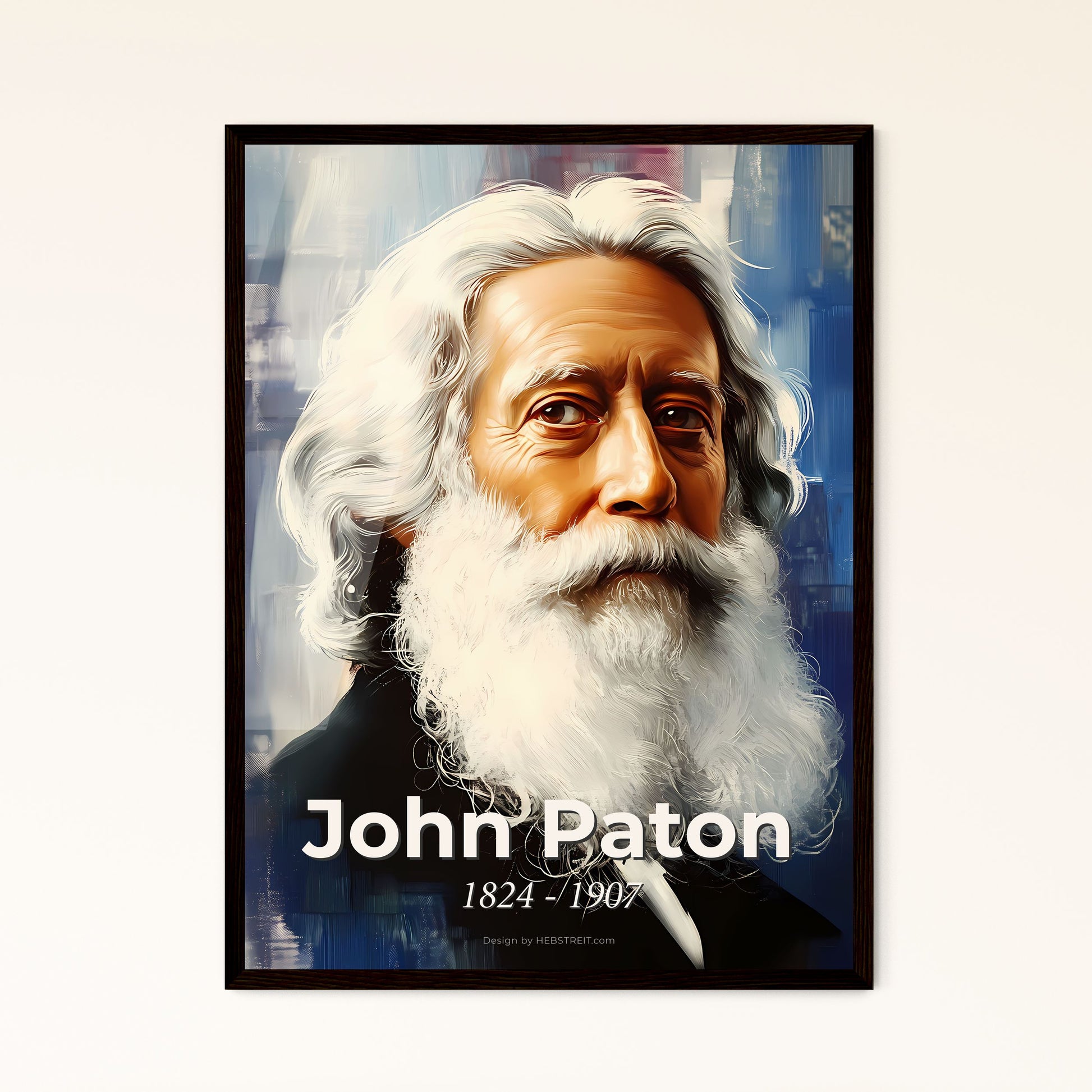 Portrait of John Paton, 1824 - 1907. Impressionistic painting of a man with a white beard.