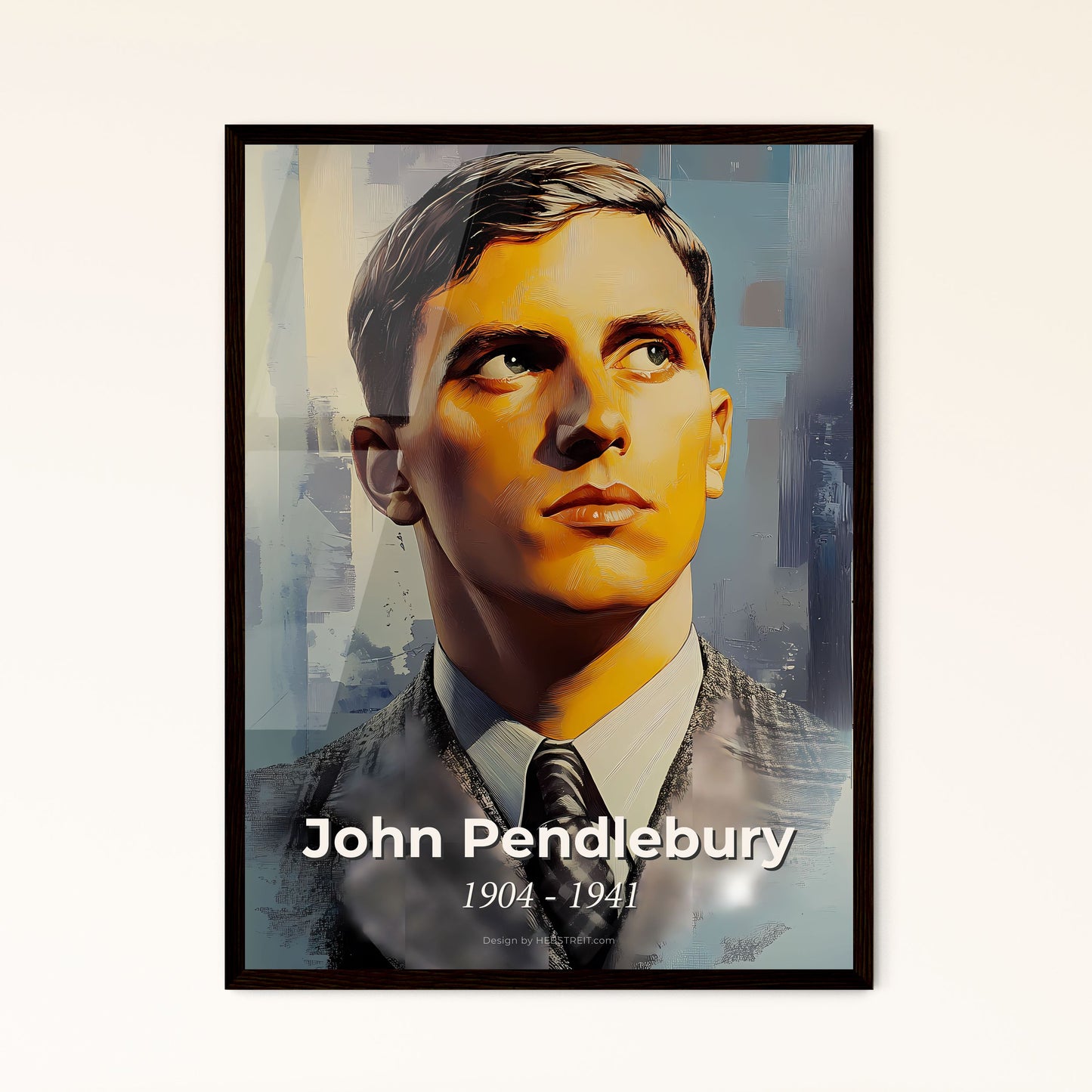 Portrait of John Pendlebury, 1904 - 1941. Impressionistic painting of a man in a suit looking up.