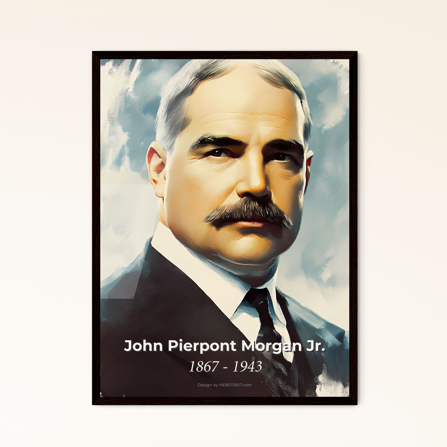 Portrait of John Pierpont Morgan Jr., 1867 - 1943. Impressionistic painting of a man with a mustache.