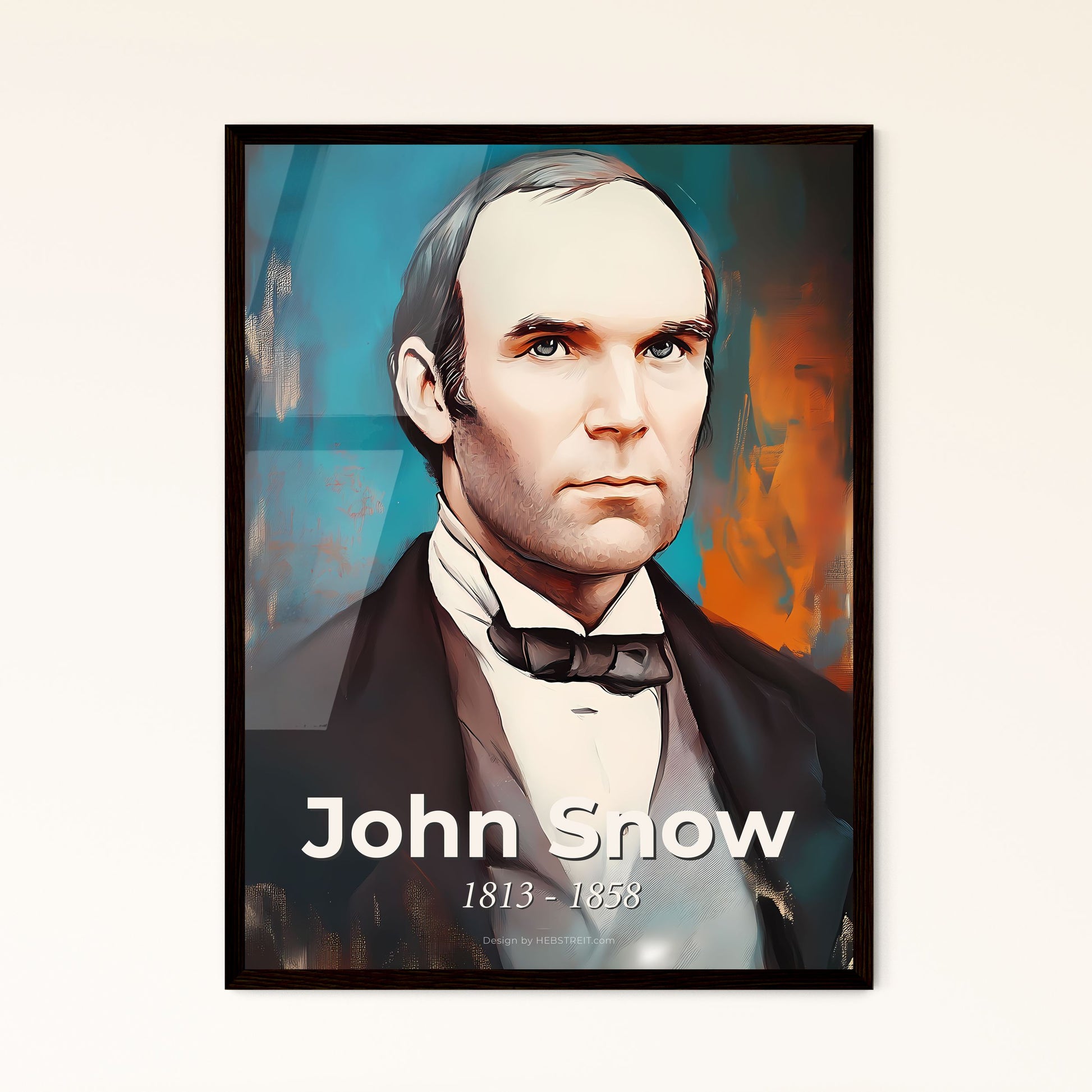 Portrait of John Snow, 1813 - 1858. Impressionistic painting of a man in a tuxedo.