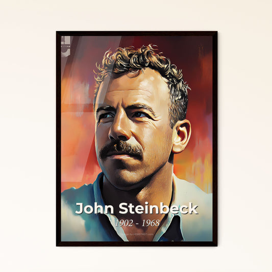 Portrait of John Steinbeck, 1902 - 1968. Impressionistic painting of a man with a mustache.