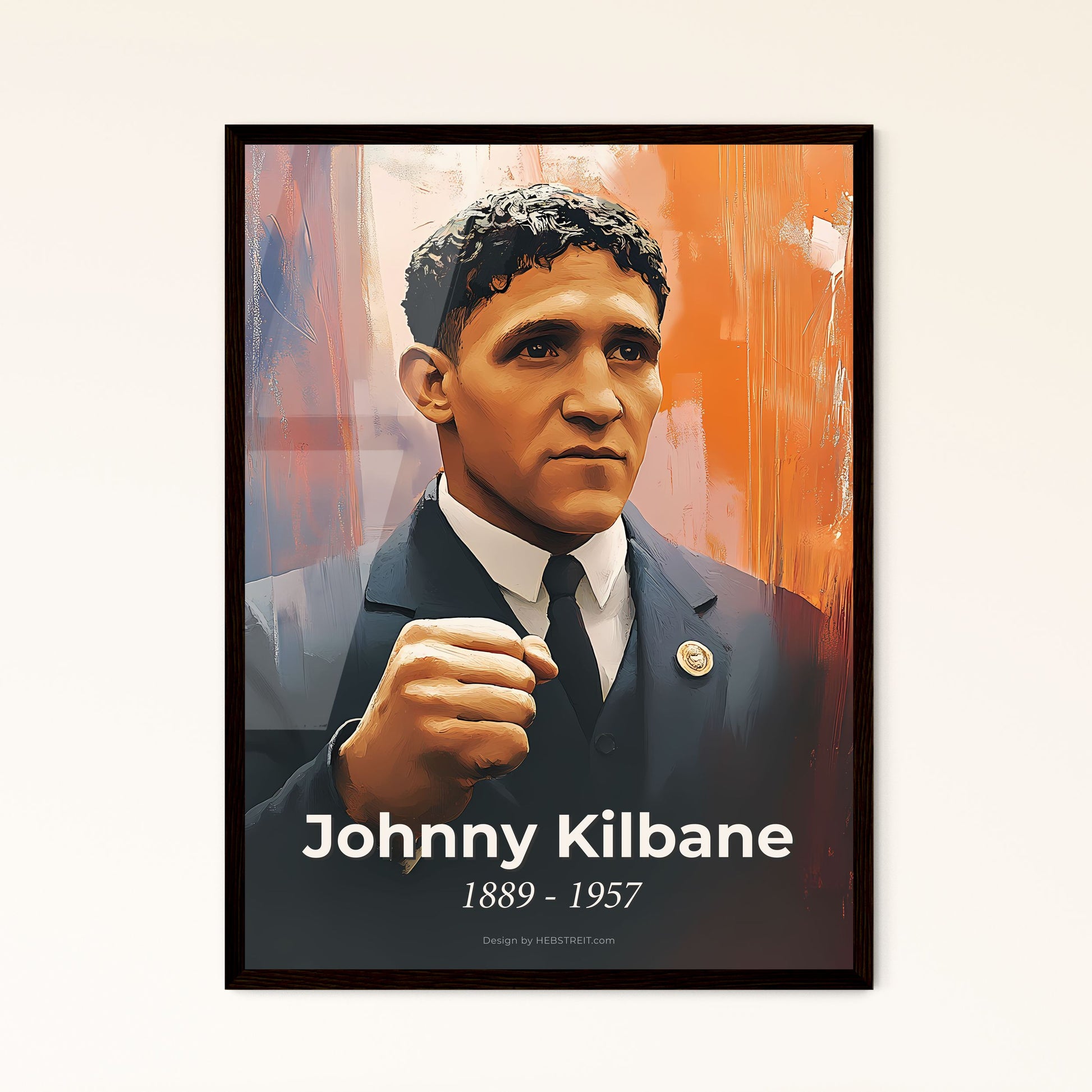 Portrait of Johnny Kilbane, 1889 - 1957. Impressionistic painting of a man in a suit and tie.