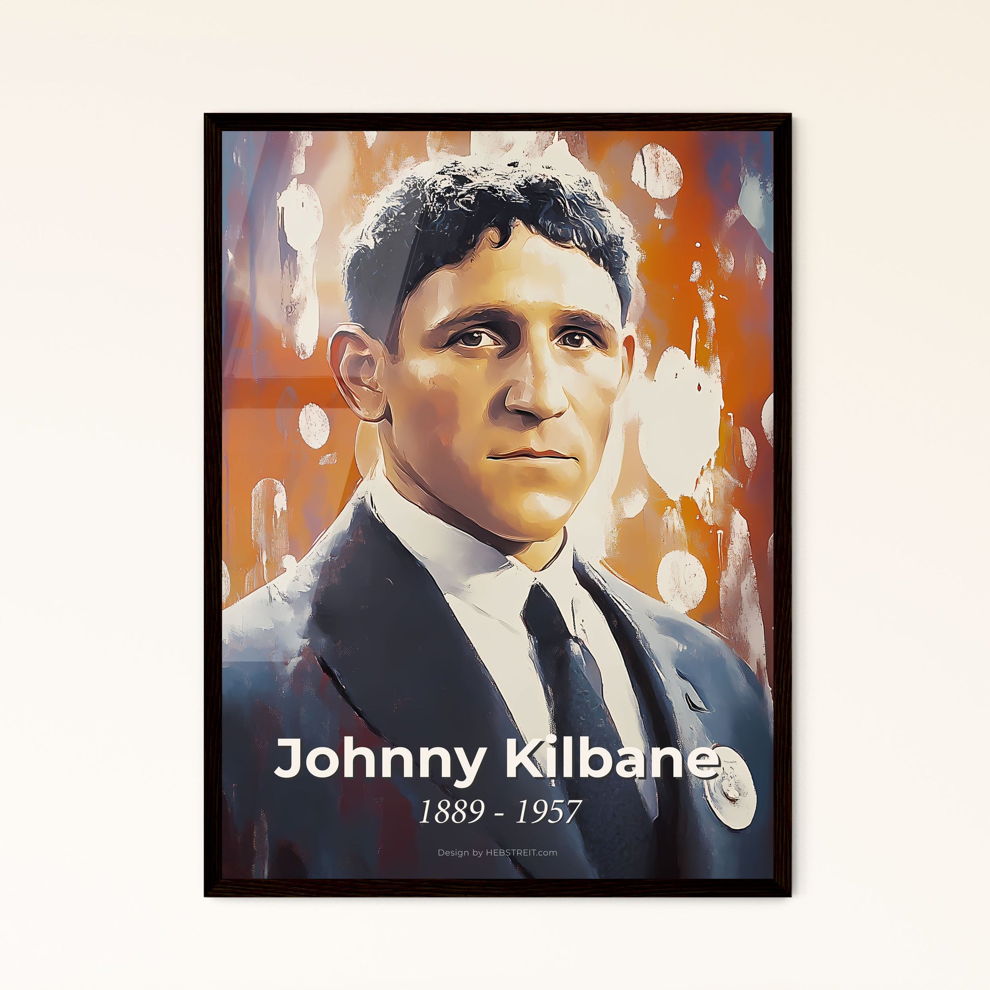 Portrait of Johnny Kilbane, 1889 - 1957. Impressionistic painting of a man in a suit and tie.