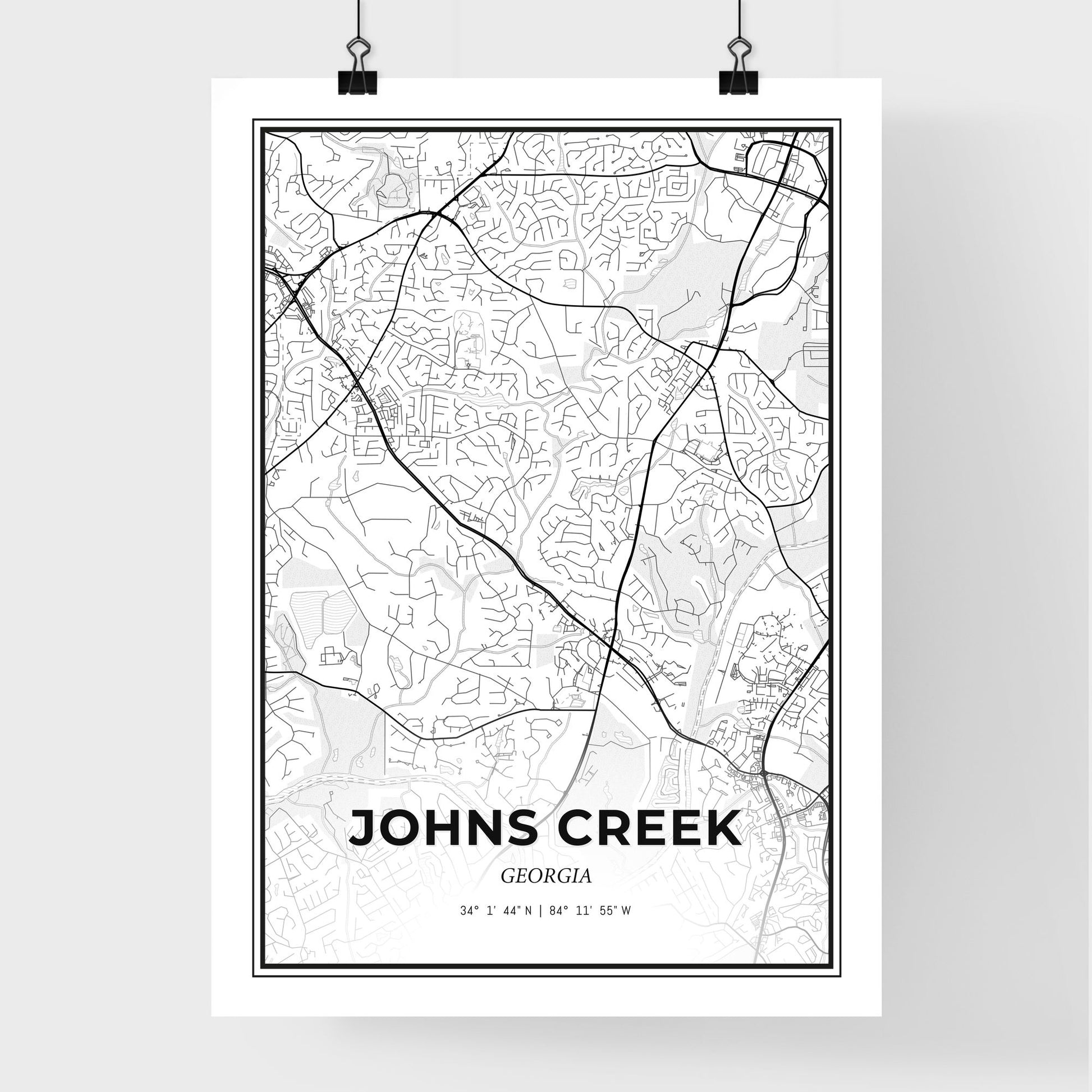 Johns Creek Georgia - Premium City Map Poster