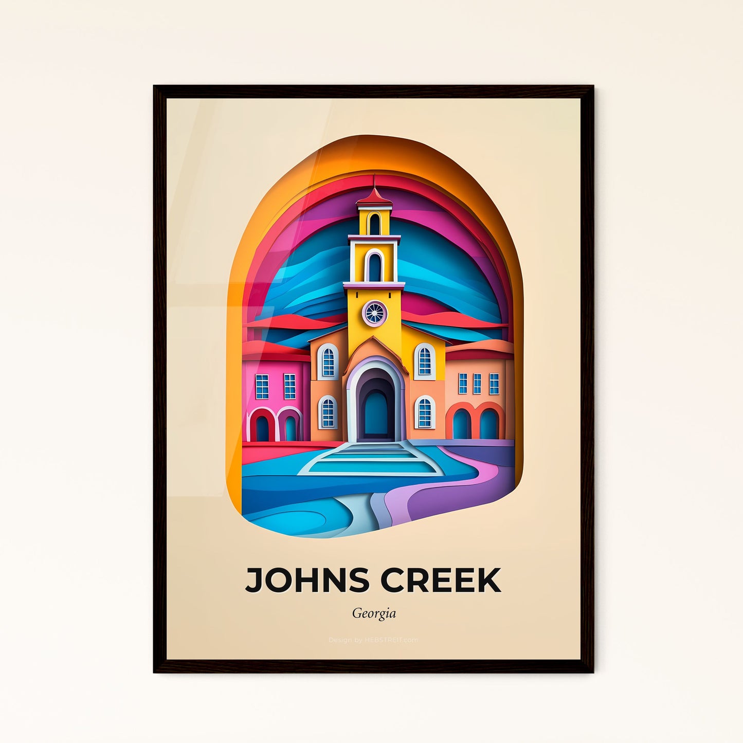 Vivid Johns Creek, Georgia - a colorful building with a clock tower in the middle