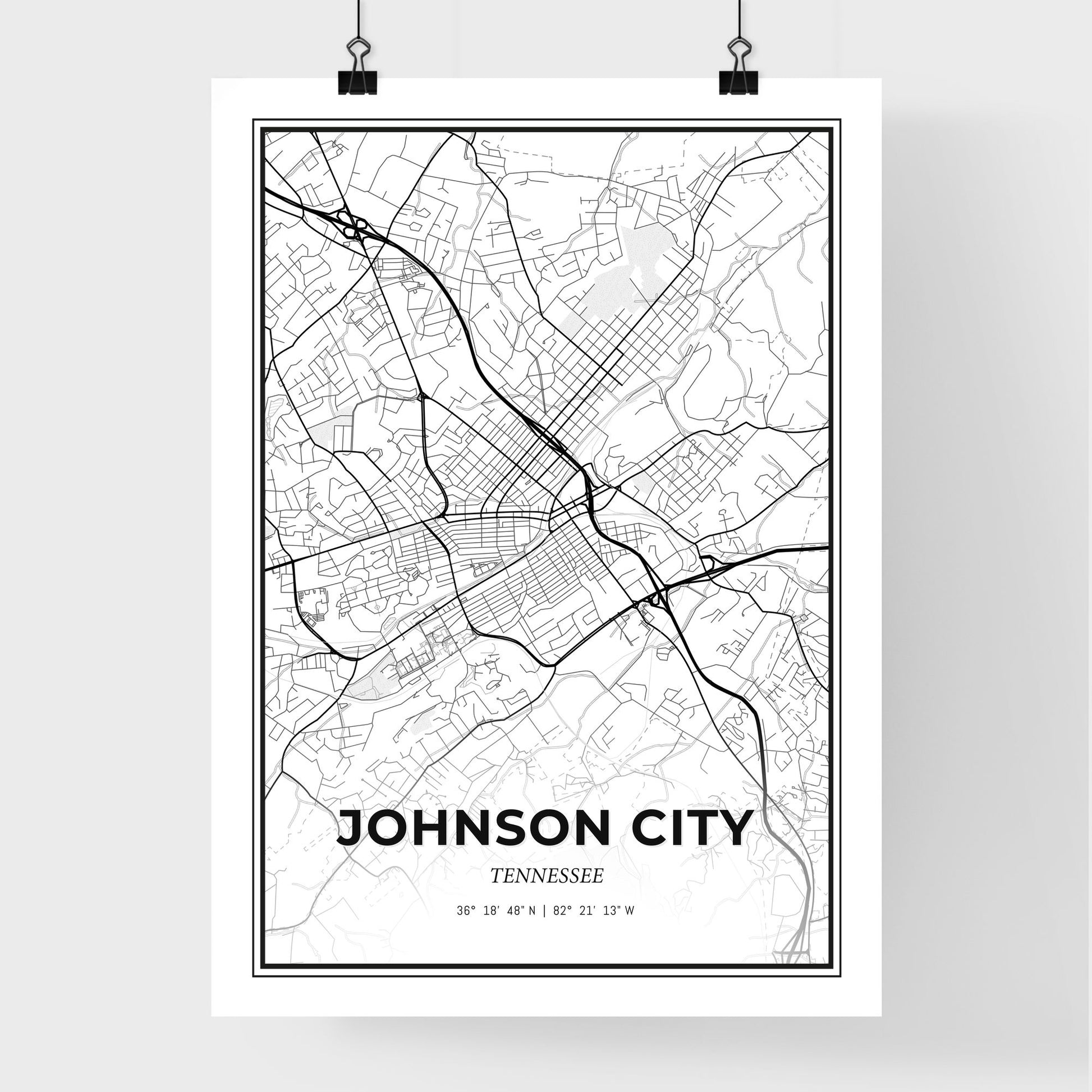 Johnson City Tennessee - Premium City Map Poster