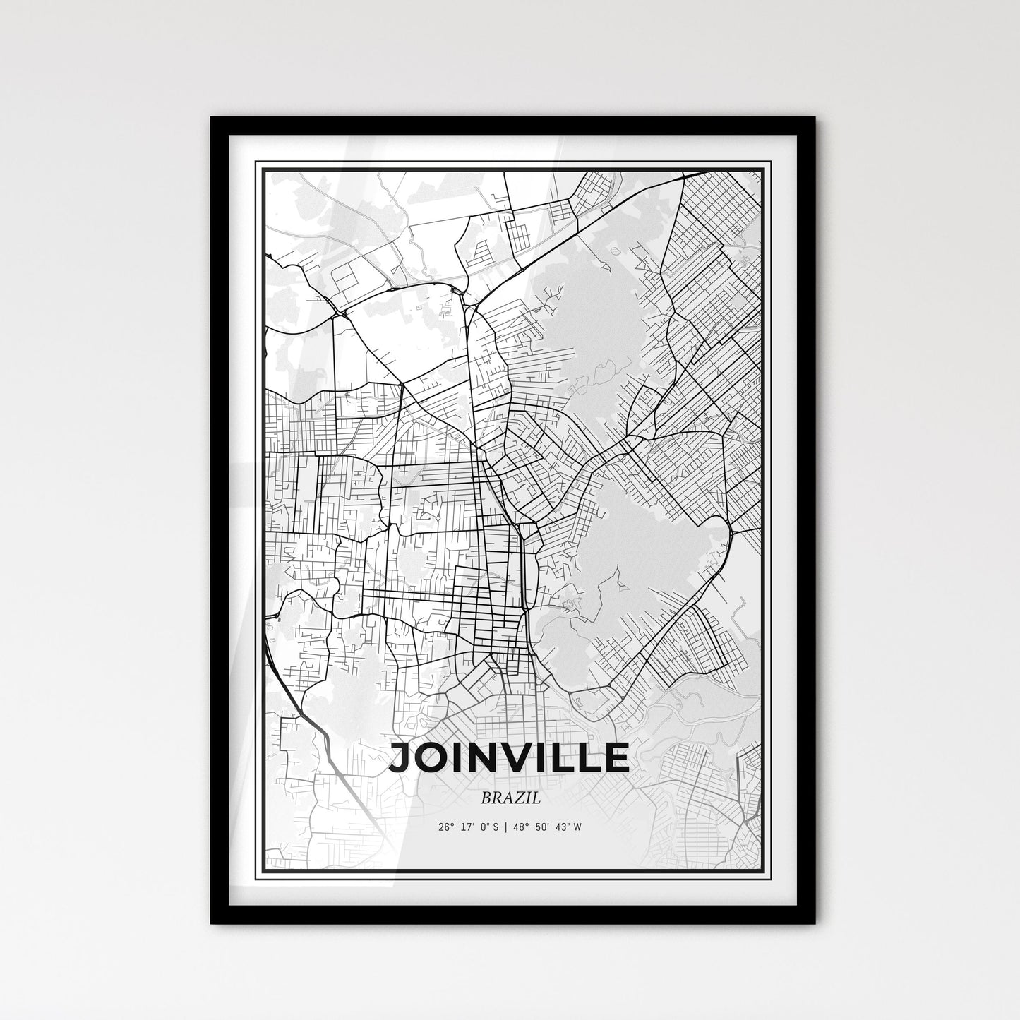 Joinville Brazil - Scandinavian Style City Map for Modern Home Decor