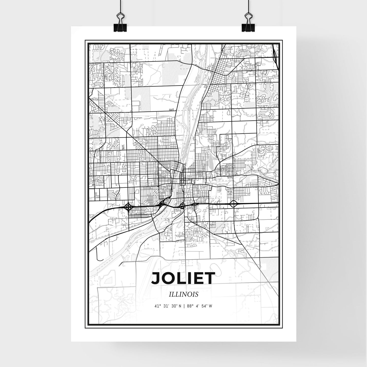 Joliet Illinois - Premium City Map Poster