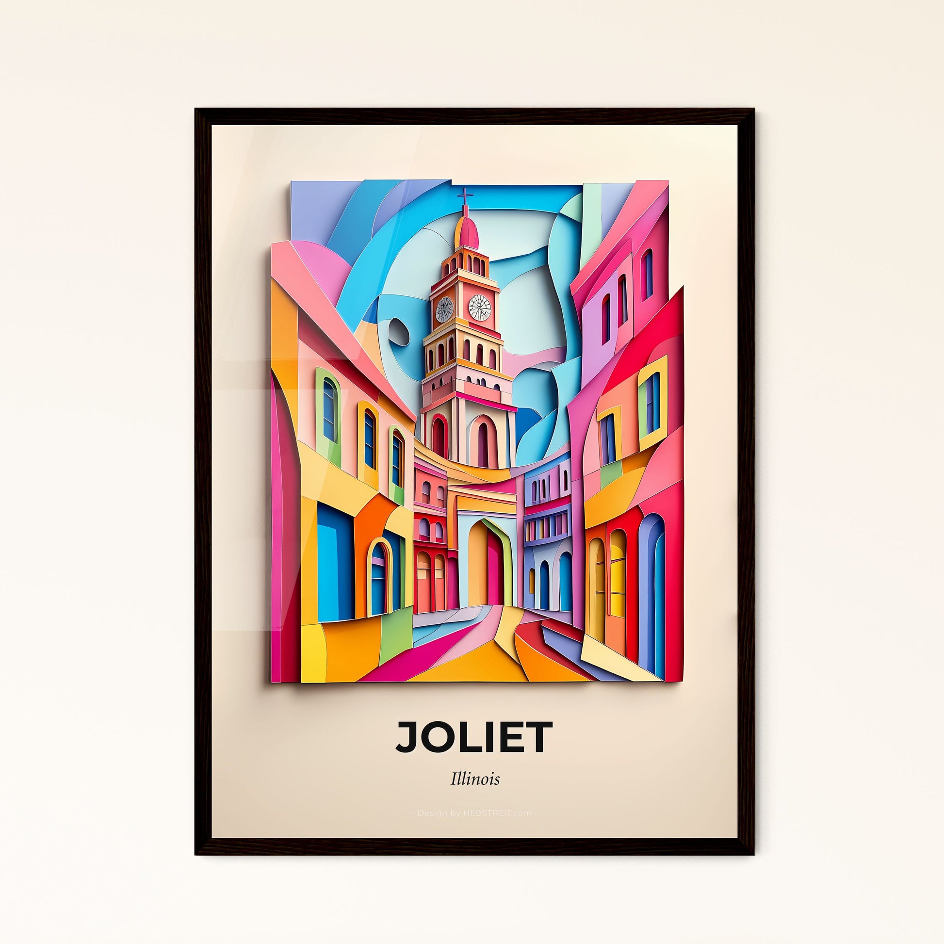 Vivid Joliet, Illinois - a painting of a clock tower in a city