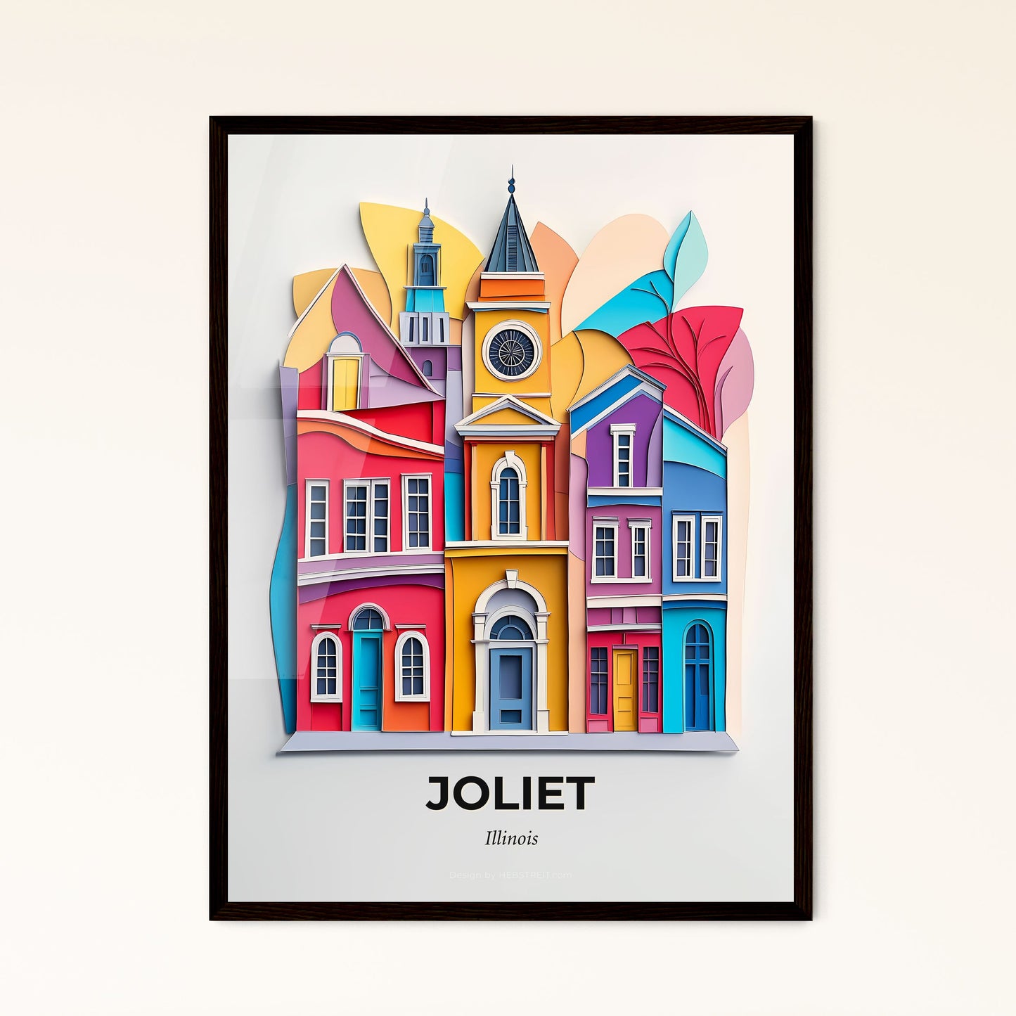 Vivid Joliet, Illinois - a colorful city with a clock tower on top