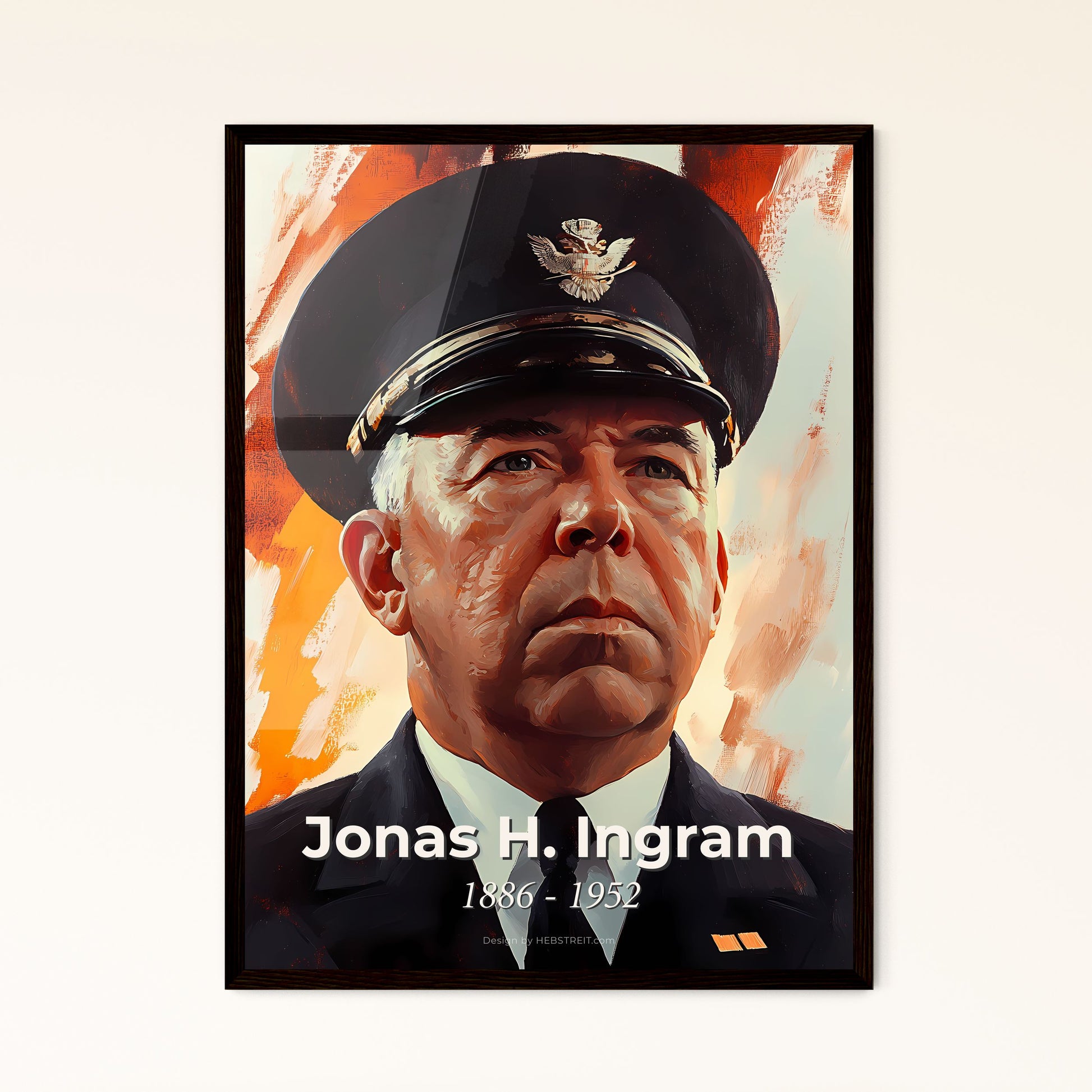 Portrait of Jonas H. Ingram, 1886 - 1952. Impressionistic painting of a man in a uniform.