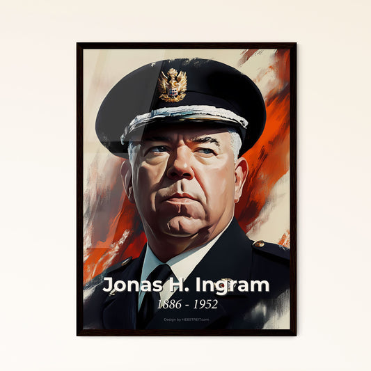 Portrait of Jonas H. Ingram, 1886 - 1952. Impressionistic painting of a man in a uniform.