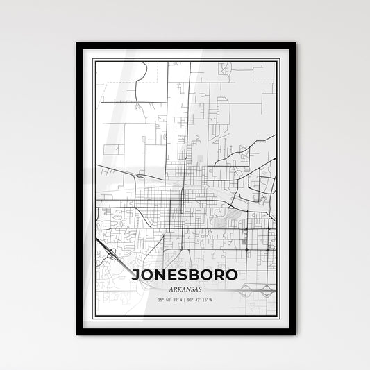 Jonesboro Arkansas - Scandinavian Style City Map for Modern Home Decor