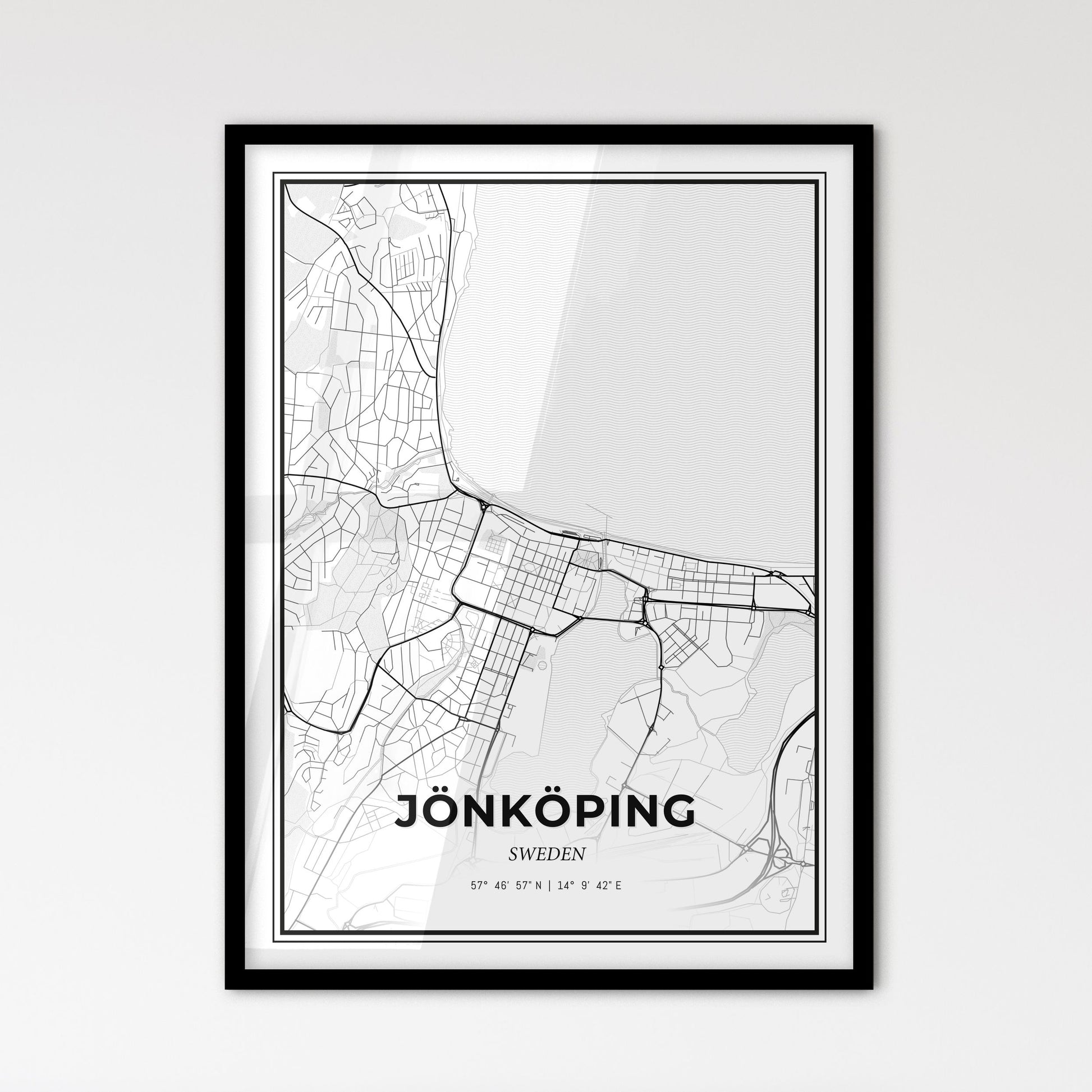 Jönköping Sweden - Scandinavian Style City Map for Modern Home Decor