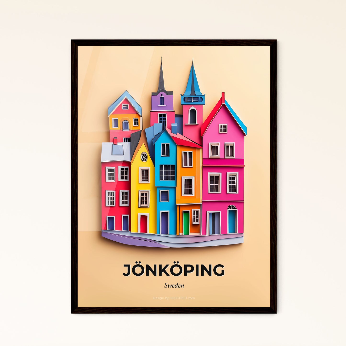 Vivid Jönköping, Sweden - a paper cut of a city with a clock tower