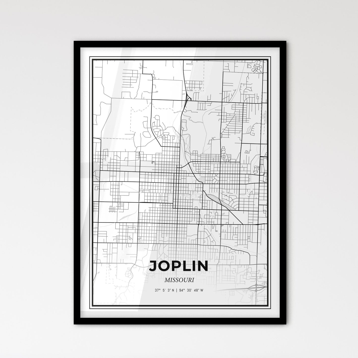 Joplin Missouri - Scandinavian Style City Map for Modern Home Decor