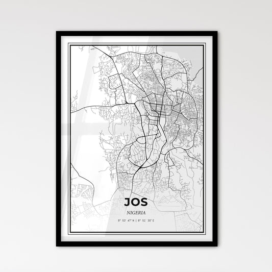 Jos Nigeria - Scandinavian Style City Map for Modern Home Decor