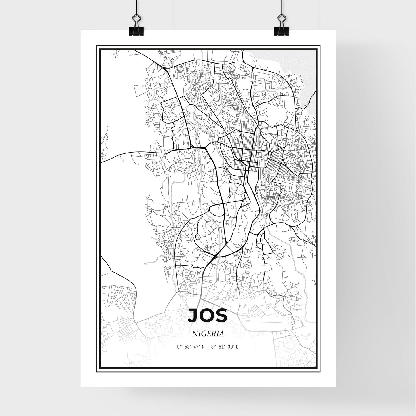 Jos Nigeria - Premium City Map Poster