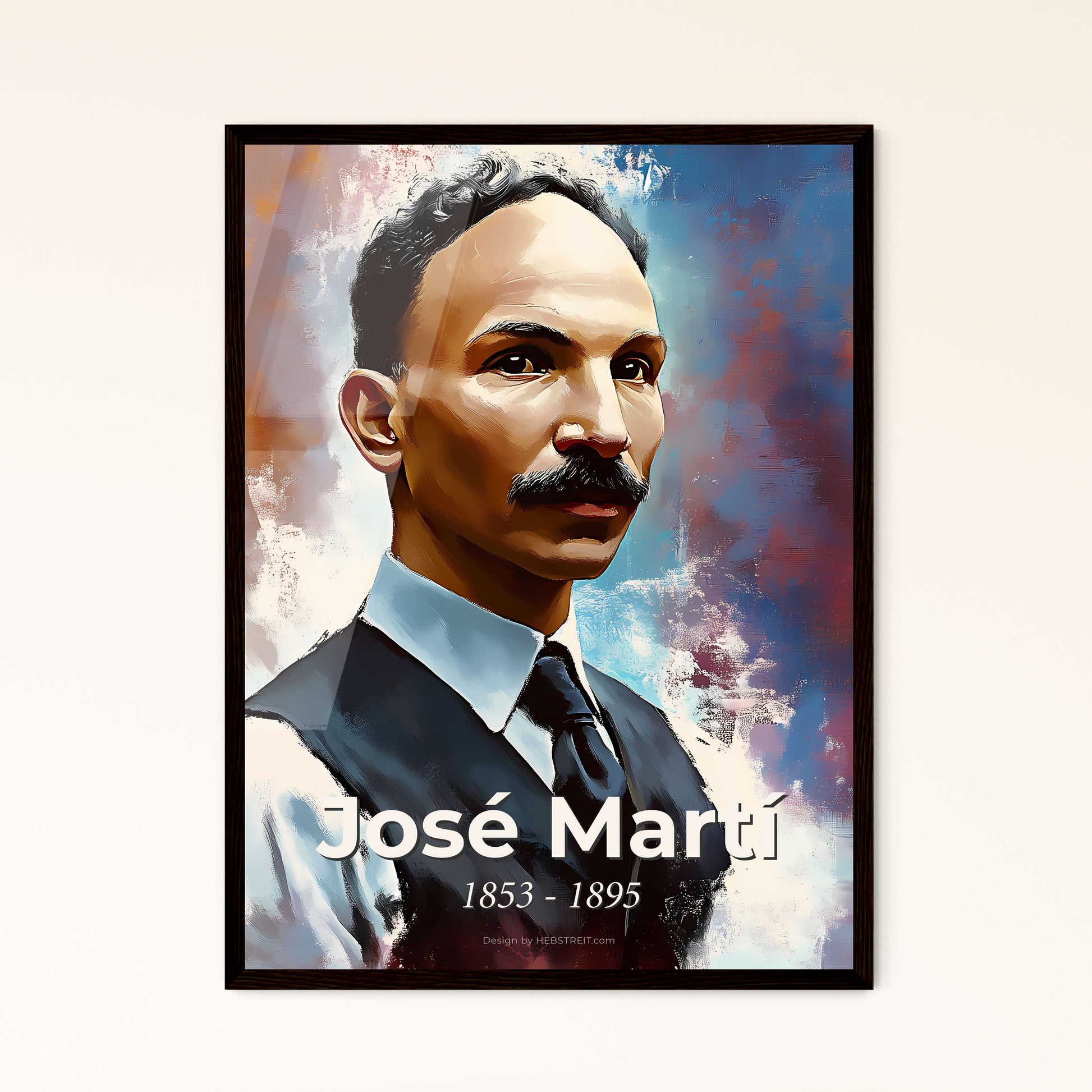 Portrait of José Martí, 1853 - 1895. Impressionistic painting of a man with a mustache.