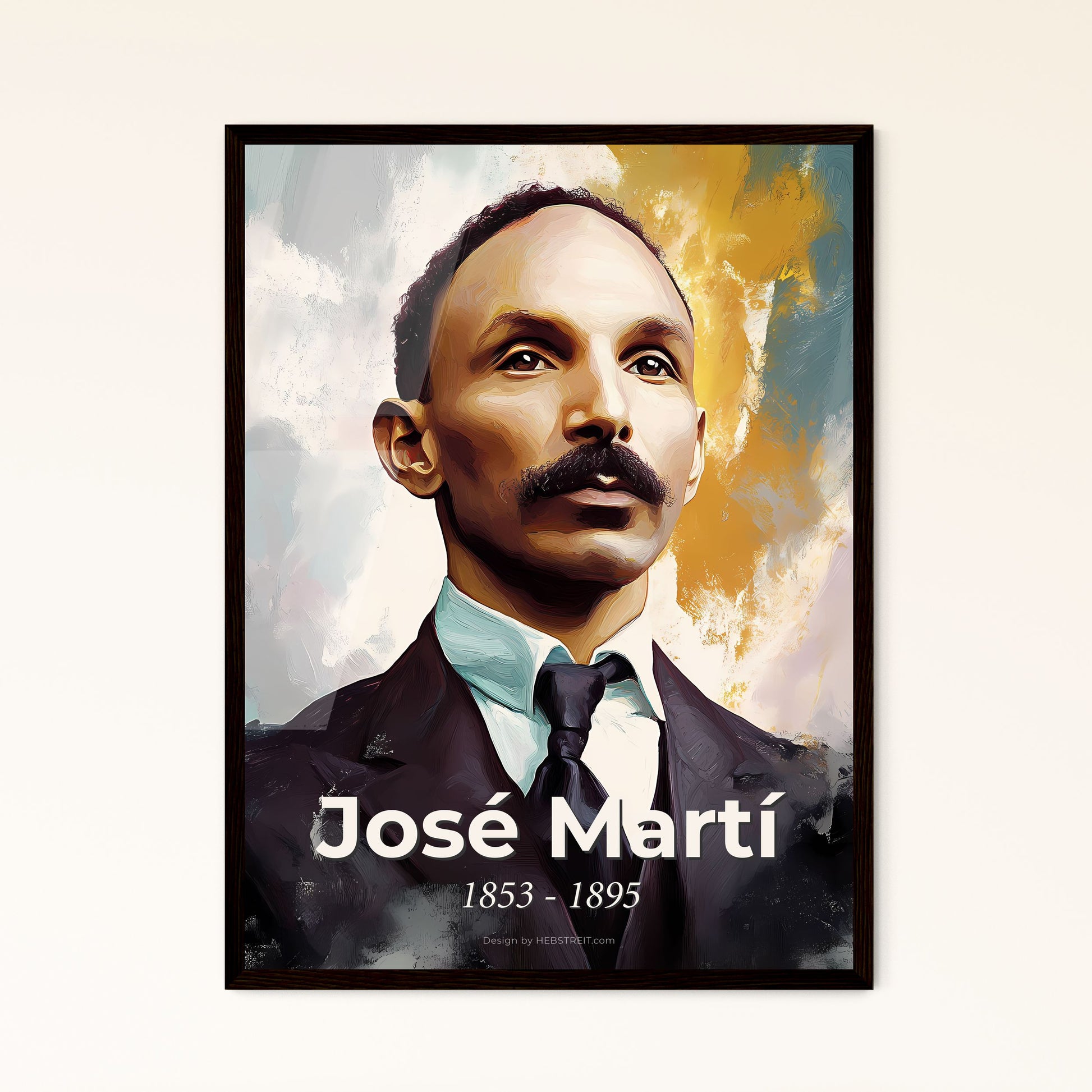 Portrait of José Martí, 1853 - 1895. Impressionistic painting of a man with a mustache.