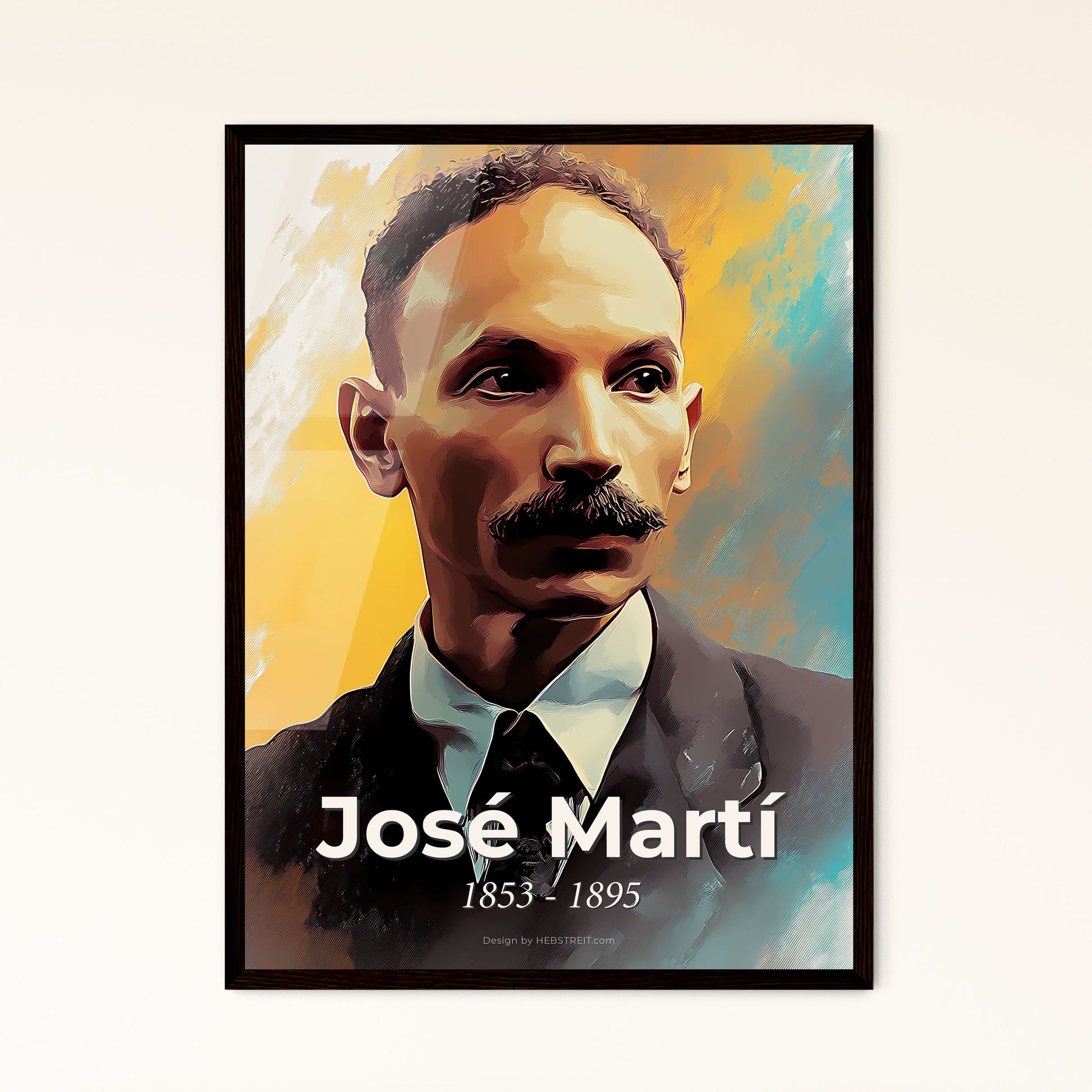 Portrait of José Martí, 1853 - 1895. Impressionistic painting of a man with a mustache.