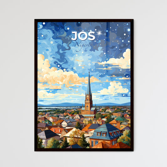 Jos Nigeria City Skyline and Church Painting Art with Cloud Default Title