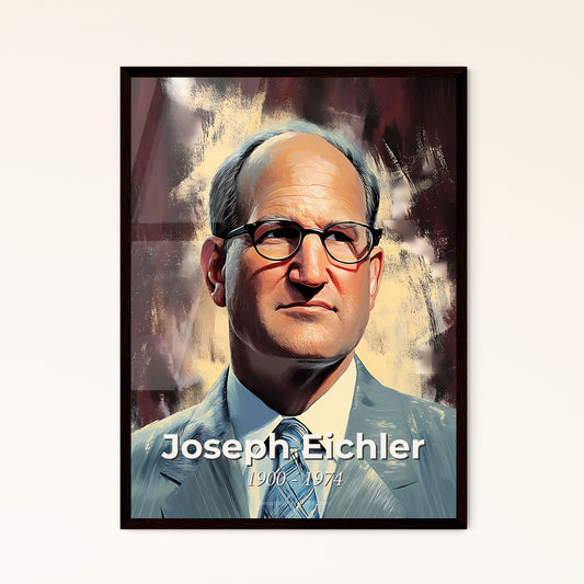 Portrait of Joseph Eichler, 1900 - 1974. Impressionistic painting of a man in a suit and tie.