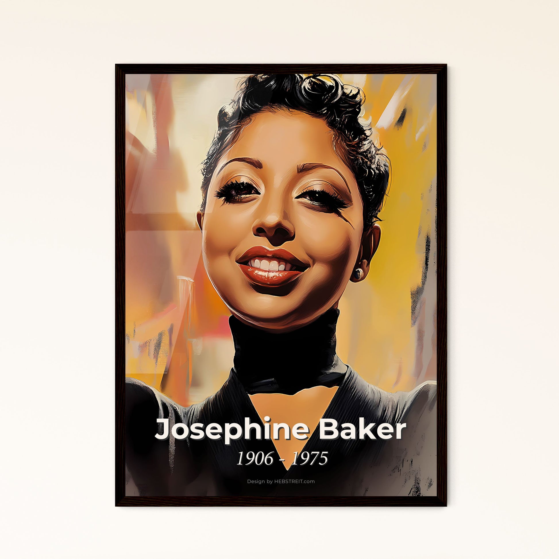 Portrait of Josephine Baker, 1906 - 1975. Impressionistic painting of a woman smiling for the camera.