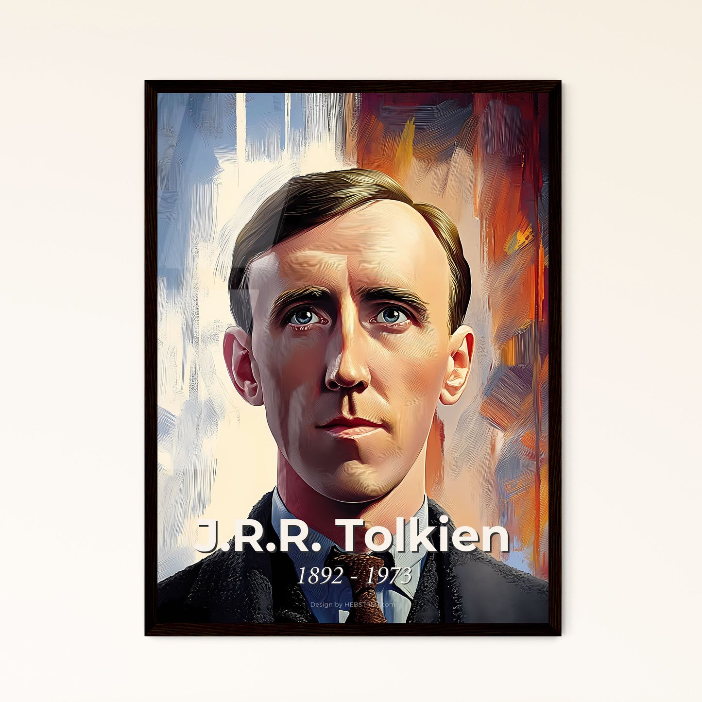 Portrait of J.R.R. Tolkien, 1892 - 1973. Impressionistic painting of a man in a suit.