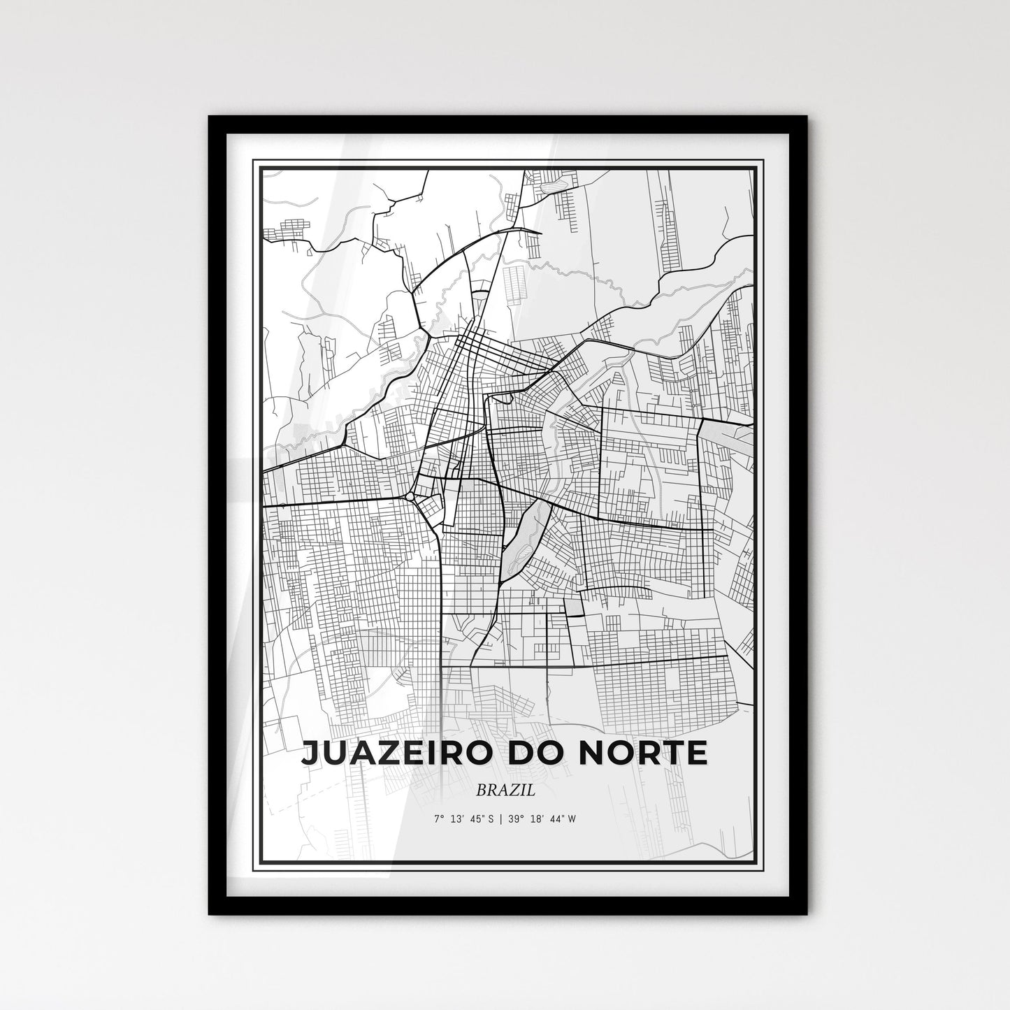 Juazeiro do Norte Brazil - Scandinavian Style City Map for Modern Home Decor