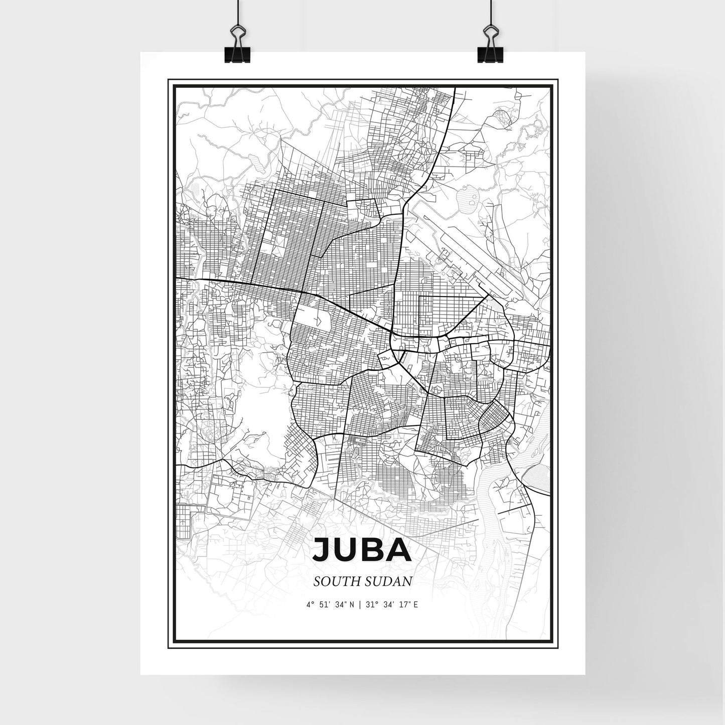 Juba South Sudan - Premium City Map Poster