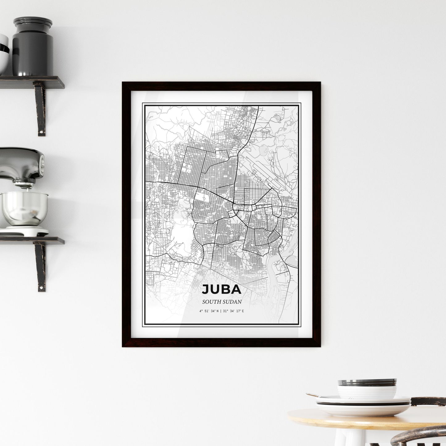 Juba South Sudan - Minimal City Map