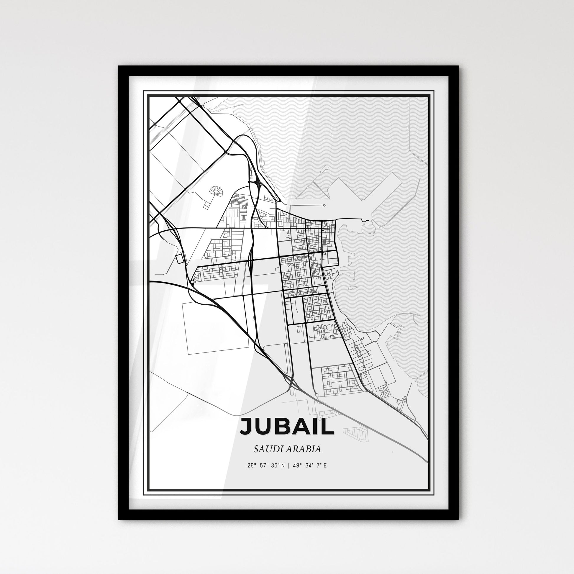 Jubail Saudi Arabia - Scandinavian Style City Map for Modern Home Decor