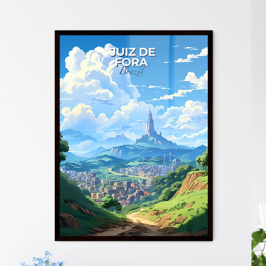 Vibrant Art Deco Painting of Juiz de Fora Brazil Skyline Landscape City Mountains Default Title