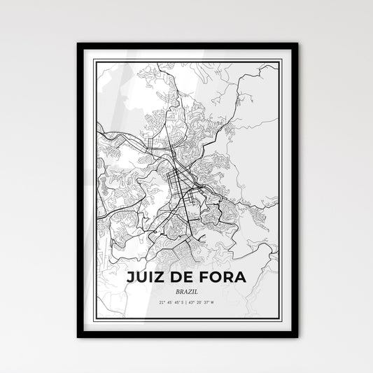 Juiz de Fora Brazil - Scandinavian Style City Map for Modern Home Decor