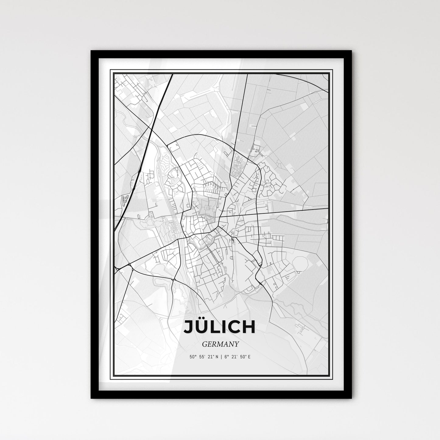 Julich Germany - Scandinavian Style City Map for Modern Home Decor