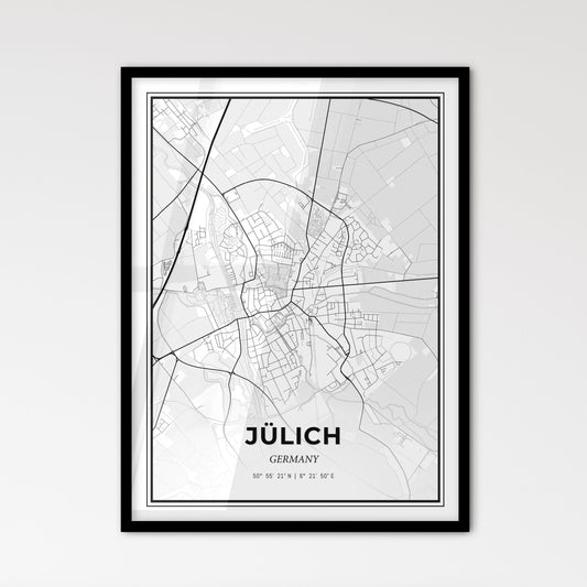 Julich Germany - Scandinavian Style City Map for Modern Home Decor