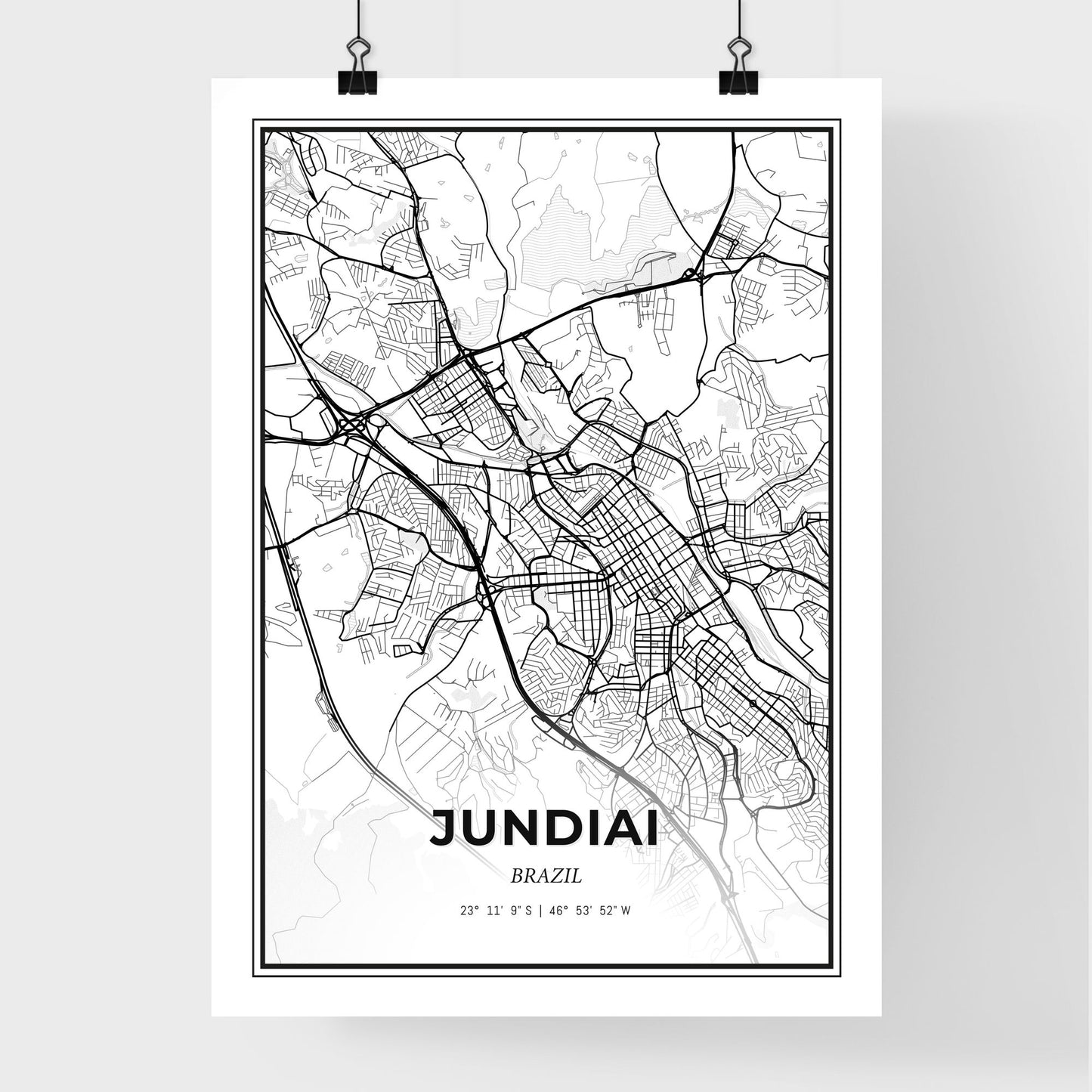 Jundiai Brazil - Premium City Map Poster