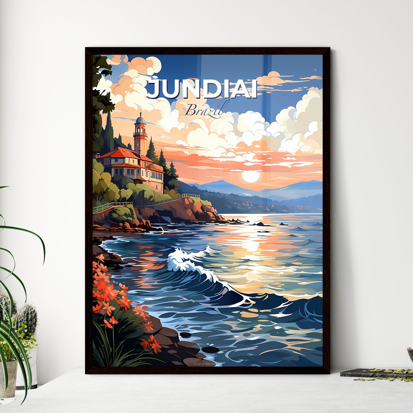 Jundiai Brazil House Hill Water Painting Pink Blue Vivid Colorful Artstyle Creative Default Title