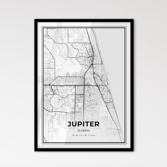 Jupiter Florida - Scandinavian Style City Map for Modern Home Decor