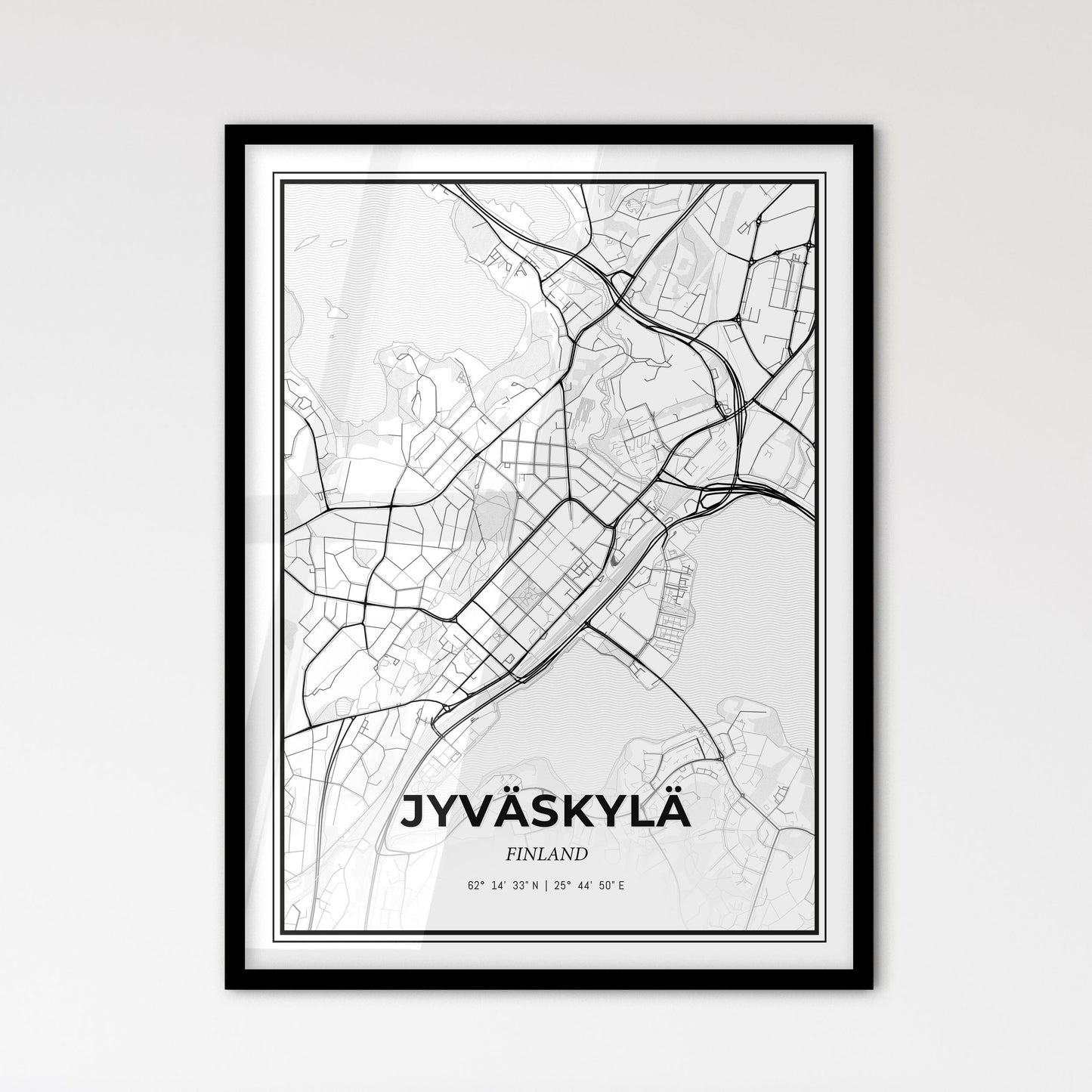 Jyväskylä Finland - Scandinavian Style City Map for Modern Home Decor